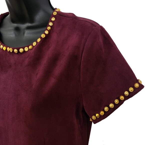 Velvety Wine Embellished Women's Deep-garnet Dress - Picture 4 of 7